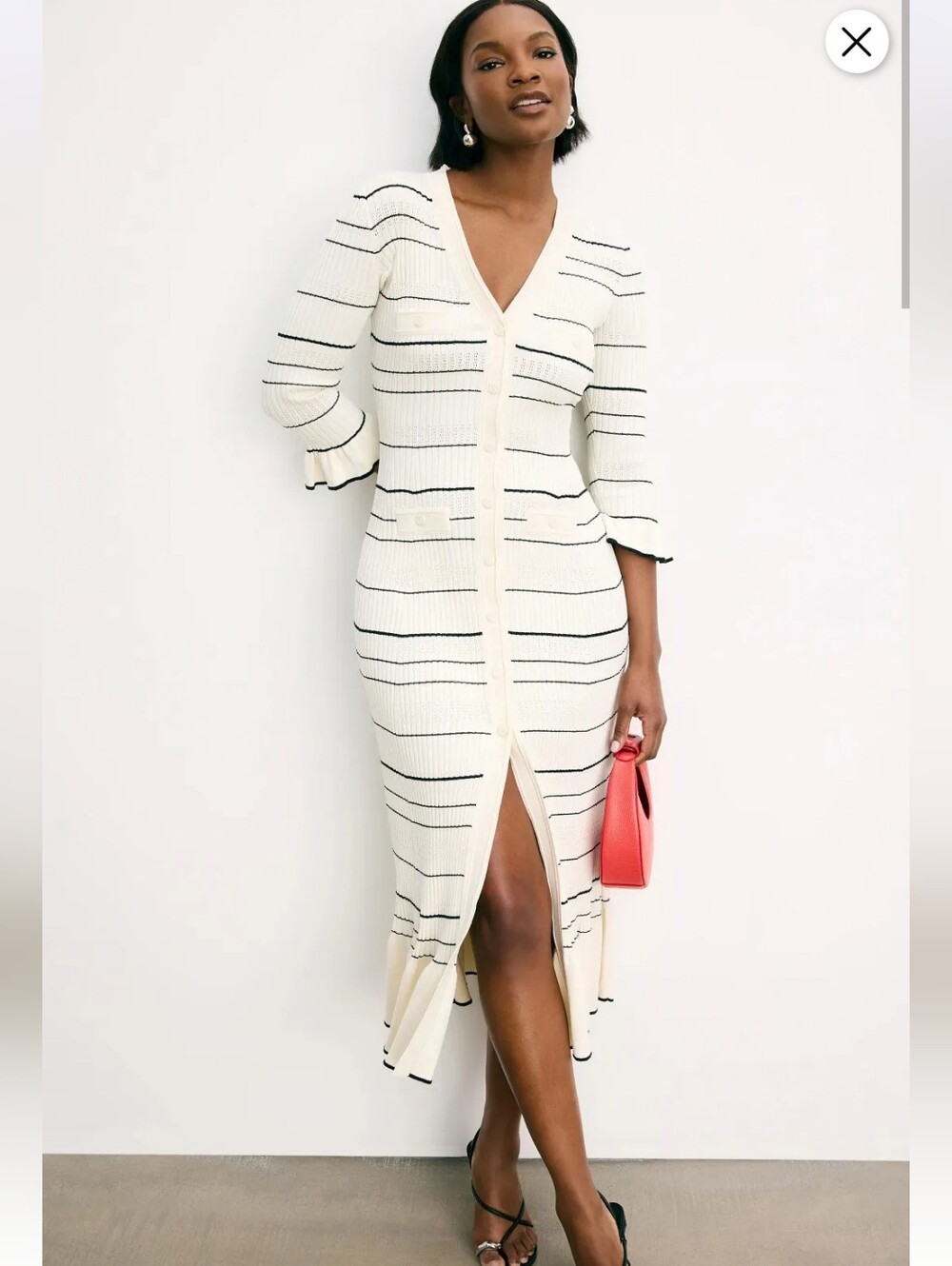 SANDRO STRIPED KNIT MAXI DRESS SIZE FR 40 US 6 MSRP $490